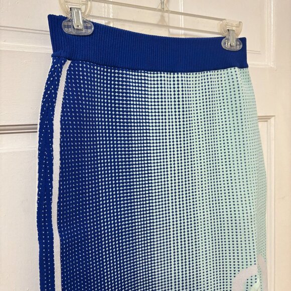 PH5 Midi Skirt Blue White Dot Graphic Print Gradient Rago Knit Wavy Hem Long S - Picture 7 of 10